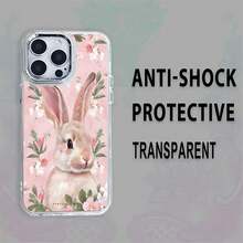 Estuche para teléfono con estampado floral de conejito Compatible con estuches para teléfonos   17  17 Pro  16 Pro Max  15 Pro Max  14 y  13 Hecho de material TPU duradero, resistente a caídas y elegante Un regalo perfecto para familiares, amigos y seres queridos y un excelente regalo para cumpleaños, San Valentín y Año Nuevo. - transparente - Ver 1