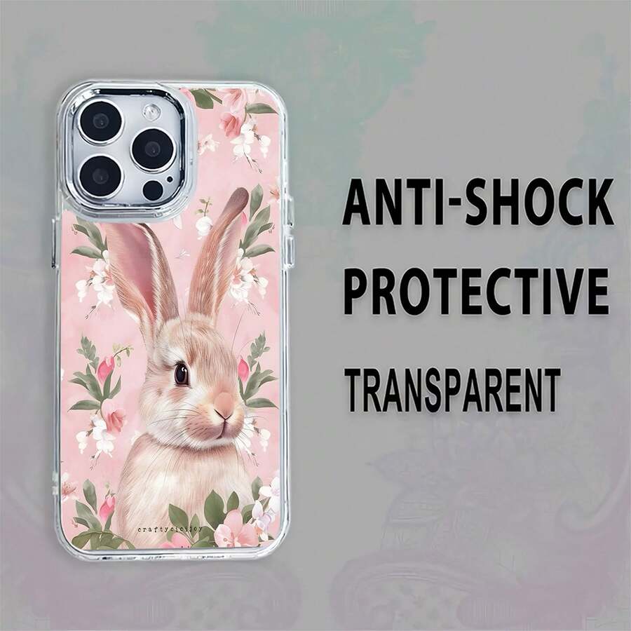 Estuche para teléfono con estampado floral de conejito Compatible con estuches para teléfonos 17 17 Pro 16 Pro Max 15 Pro Max 14 y 13 Hecho de material TPU duradero, resistente a caídas y elegante Un regalo perfecto para familiares, amigos y seres queridos y un excelente regalo para cumpleaños, San Valentín y Año Nuevo. - transparente - Ver 1