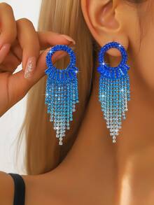 1 Cặp bông tai tua rua hình học hợp kim đính đá sang trọng, phù hợp để đeo hàng ngày cho phụ nữ - Nhiều màu - Xem 14