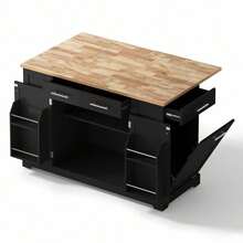 Mobile Storage Islands - Black+Natural + MDF + European - View 3
