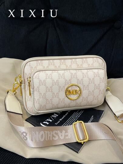 2025 New Fashion Classic Versatile Solid Color PU Waterproof Fabric Rhombus Design Retro Chic Metal Animal Logo Design Shoulder Bag Square Bag Letter Pattern Decor Crossbody Bag, Suitable For Shopping, Women Animal Print Tote