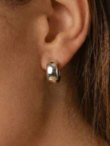 1 Pair Stainless Steel C-Shape Stud Earrings, 18K Gold Plated, Minimalist & High-Quality Fashion Jewelry - C-shaped Earrings - View 5