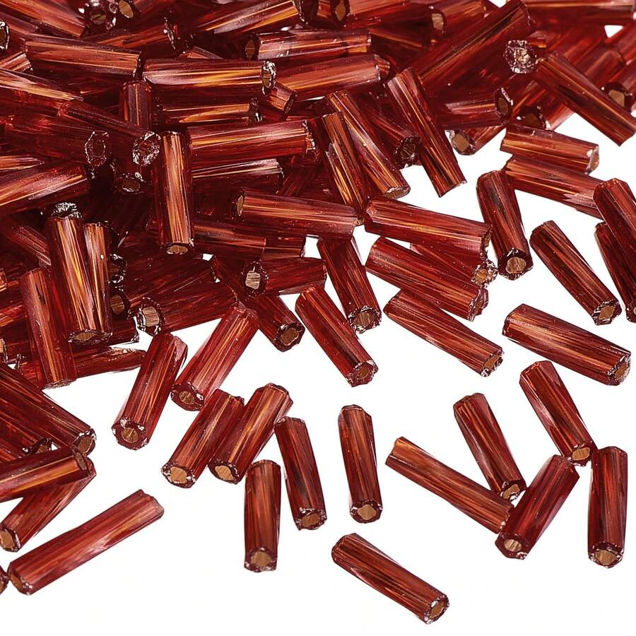 uxcell 1200個 ガラスビューグルビーズ 6x1. 7mm チューブミニロースガラスシードスペーサービーズ DIYイヤリング ネックレス ブレスレット 宝石メイキング用( 赤) - スタイル - チェックする 1