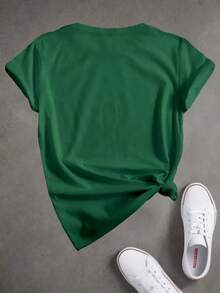 Camiseta de Mujer Estilo Bohemio - Camiseta Impresa% Algodón Suave y Cómoda, Cola de Caballo Dorada Clara con Estampado de Sol y Palmera, Estilo de Calle de Vacaciones de Playa de Verano, Cuello Redondo y Manga Corta, Regalo Perfecto para Mujeres - Verde - Ver 6