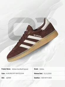 Adidas Handball Spezial 'Auburn Off White' (Women's)– Women's Lifestyle Sneakers – Shoes For Woman -Vintage -Spring & Summer-Inspired Running Shoes, Shock-Absorbing Comfort, Gym To Streetwear Casual Wear-Easter Gift–JQ4489 - Nâu đỏ/Trắng ngà/Nướng kẹo cao su - Xem 6