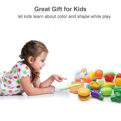 Bộ đồ chơi nhà bếp cắt thực phẩm cho trẻ em (từ 3 tuổi trở lên) - 21/24/26 món, đồ chơi giả vờ làm trái cây và rau củ bằng nhựa, đồ chơi nhà bếp cắt thực phẩm bằng nhựa cho trẻ em gái và trai, quà tặng giáo dục/ngày lễ/sinh nhật/Giáng sinh/Năm mới/Lễ Phục sinh/Ngày thiếu nhi tốt nhất cho bé trai và bé gái