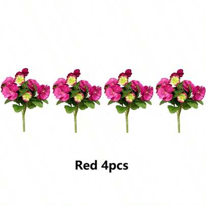 4PCSArtificial Flowers Artificial Pansy Bushes Faux Plastic Flower Fake Plants Indoor Outdoor Home Garden Decoration
