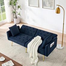 Sofa Bed Mattress - Blue + Velvet - View 4