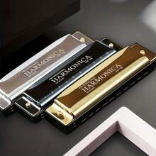 C Key 10 Hole 20 Tone Dual Harmonica Mouth Organ, Suitable For Beginners And Professionals In Blues Harmonica, Retro Style Harmonica, Equipped With A Hard Shell, Is An Ideal Gift Choice - 銀色 - 查看 7