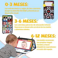 Juguetes Sensoriales, Juguetes de Espejo Tiempo de Barriga para Niños con Libro de Tela para Niños, Actividad Esencial Espejo  para Piso, Cama Coche,40985873 - Multicolor - Ver 6