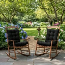 Outdoor Indoor Waterproof Seat Chair Outdoor & Indoor Waterproof Seat Chair Cushions With Ties Chair Back Cushion Recliner Seat Mat Outdoor Dining Chair Cushion For Patio Cushion Furniture - 黑色 - 查看 6