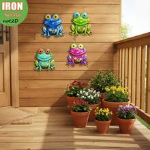 Decoração de Parede Externa Vibrante de Metal em Formato de Sapo, Escultura Externa Resistente à Ferrugem de 6 Polegadas com Ganchos Sem Ferramentas para Jardim Externo, Pátio, Cerca e Varanda - Presente Perfeito para Inauguração da Casa, Dia das Mães, Família e Amigos - Estilo A - Visão 6