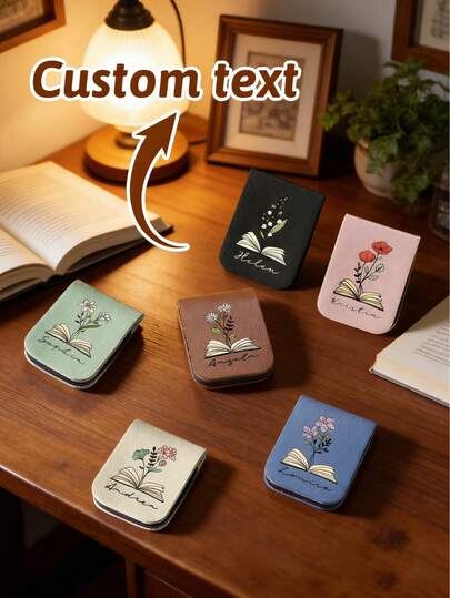 Marcador de Livro Magnético Personalizado, Nome Personalizado e Padrão de Flor, Unissex Serve para Livros/Cadernos/Planejadores, Presente Perfeito para Amigos/Colegas/Família/Professores/Amantes de Livros, Acessórios para Livros
