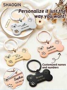 Customized Name And Phone Number Tags For Lost Pets, Including Dog And Cat Name Tags, Engraved Phone Name Tags, And Alloy Pendant Dog And Cat Collars. Perfect Pet Gifts; Highly Decorative, Engraved, Stylish, Colorful, Retro, Cute, Simple, Adorable, Unique, And Personalized. Suitable For Anniversaries And Birthdays; The Perfect Gift For Your Beloved Pet. - Multicolor - View 3
