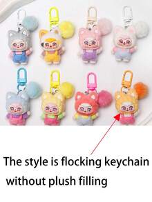 1pc Cute Flocked Waving Cat Keychain, Fluffy Cartoon Accessory Bag Charm, Small Ornament, Car Key Chain, Key Lanyard, Keyring, Keychain Accessories, Keychains, Couples Keychain, Gift For Women, Christmas Gift, Christmas Stocking Stuffer, Birthday Gift, Friend Gift, Holiday Gift, Event Souvenir, Party Favor - Multicolor - View 6