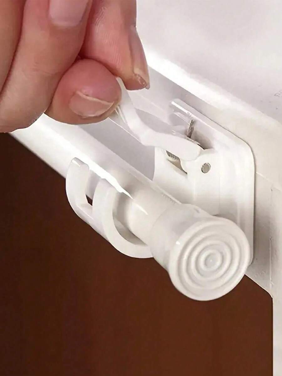 自粘式窗帘杆,可调节伸缩窗帘杆挂钩,强力粘性弹簧挂钩,适用于家庭、客厅、卧室、厨房、浴室、酒店,窗帘挂钩礼品,生日毕业礼物 - 彩色 - 查看 1