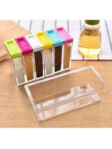 6件套调料罐调味盒厨房调料收纳瓶罐透明PP盐胡椒孜然粉盒工具 - 彩色 - 查看 2