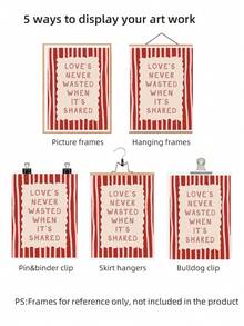1pc Frameless Valentine's Day Love Quote Art Print, "Love Is Never Wasted When Shared" Light Pink Typography On Red Pink Stripe Background, Minimalist Romantic Modern Lettering Wall Decor For Bedroom, Living Room, Dorm, Room Decor, Funky Posters,Vintage Decor, College Dorm Essentials - Red and Pink Striped Love Quotes - View 6