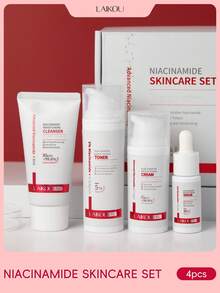 4件套 LAIKOU PRO 烟酰胺护肤套装，包含抗衰老精华液 17ml、亮肤霜 30g、保湿爽肤水 50ml 和控油洁面啫喱 50g，滋养修护护肤礼盒，适合女性、母亲、妻子、姐妹、青少年、女朋友等。 - 白色 - 查看 2