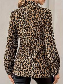 Blusa de manga larga con cuello de corbata con estampado de leopardo, nueva primavera 2026 - Multicolor - Ver 3