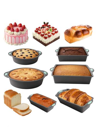 1pc Versatile Baking Mold Set, Silicone Cake Mold With Handles, Round, Square, Rectangular Sizes Available, Suitable For Cakes, Breads, Macarons, Cookies, Easy Release, Heat Resistant, Great For Weddings, Birthdays, Back To School, Parties
