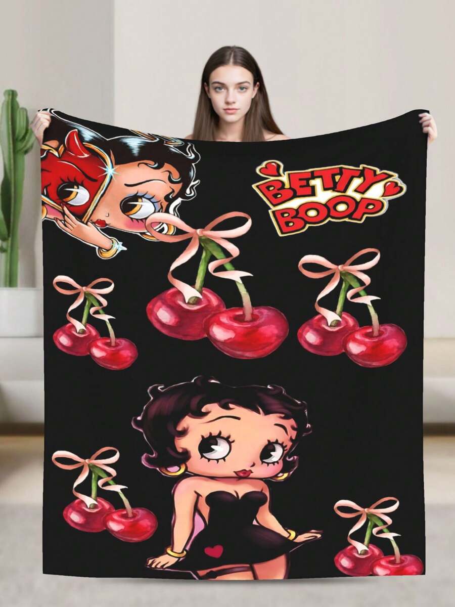Betty Merch Boop Soft And Comfortable Warm The Wool Blanket Fan Suitable For Room Sofa Bed Car Lets Trip Camping Sofa Decoration Merch Gift Blankets - Black - View 1