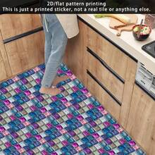 10PCS, 2D/Flat Iridescent Glass Square Multi-Color Gradient Pattern PVC Floor Stickers, Self-Adhesive Floor Art Stickers, 11.81x11.81 Inches (30*30cm), Suitable For Floor Decoration In Bedrooms, Living Rooms, Kitchens And Bathrooms At Home (PVC Flooring) - 11.81x11.81in(30x30cm) - View 6
