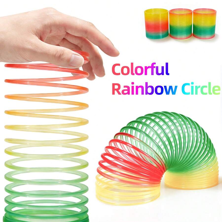 3/2/1件装彩虹线圈魔术弹簧玩具，彩色彩虹霓虹塑料弹簧玩具派对用品，男女皆宜的礼物，新年、情人节、生日（部分随机） - 彩色 - 查看 1