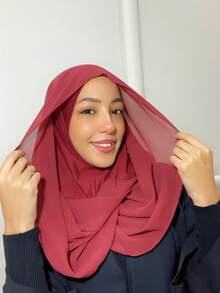 女士纯色拉法帽 - 一体式设计，方便快捷穿戴，简约休闲优雅经典百搭，雪纺衬里围巾和帽子一体成型，柔软雪纺面料围巾、帽子和配套雪纺头巾，二合一设计，轻松打造时尚出行造型 - 二合一 - 查看 9