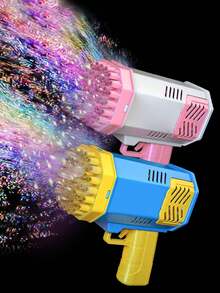 40孔手持泡泡机，趣味加特林式泡泡枪，一键制泡泡，户外泡泡玩具。适用于婚礼、舞台表演、派对、聚会等场合（不含电池和泡泡液）。 - 彩色 - 查看 2