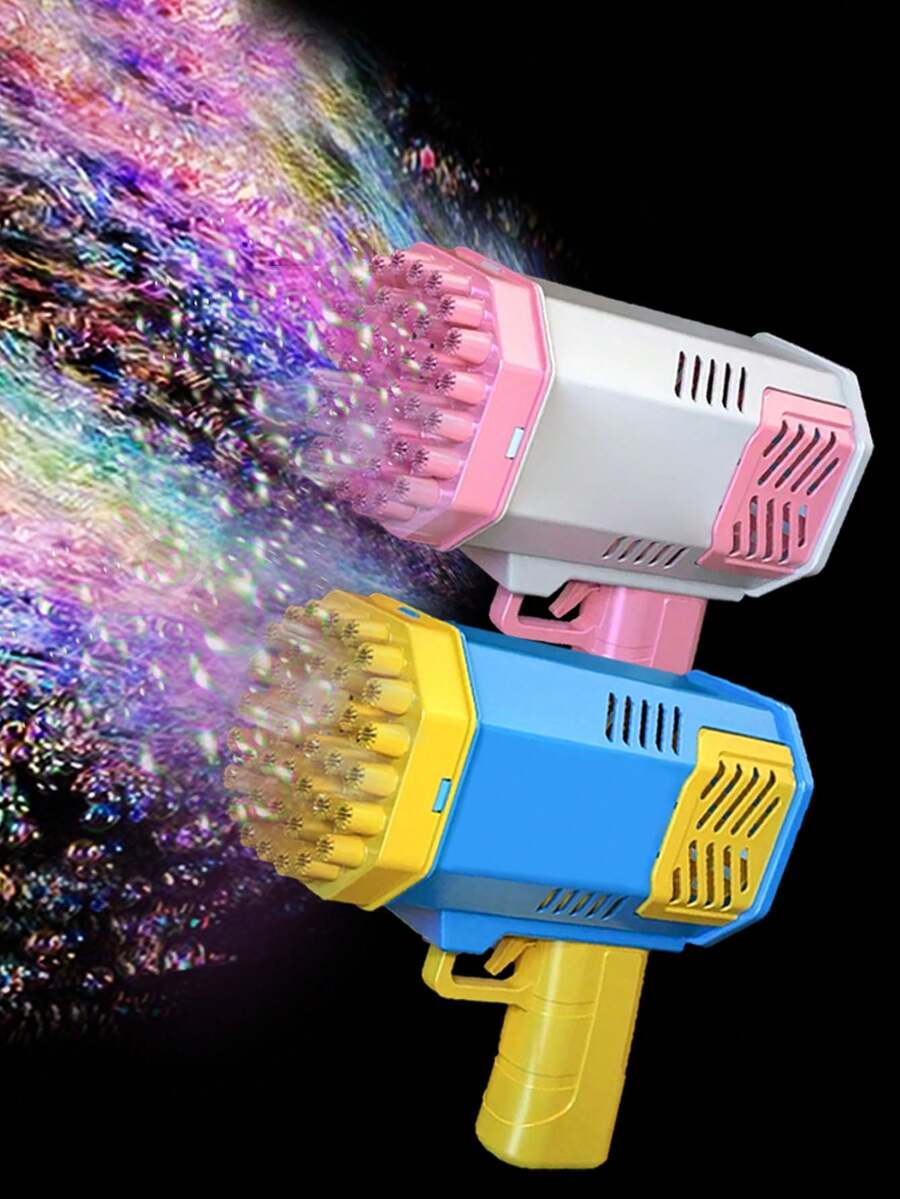 40孔手持泡泡机，趣味加特林式泡泡枪，一键制泡泡，户外泡泡玩具。适用于婚礼、舞台表演、派对、聚会等场合（不含电池和泡泡液）。