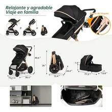 Cochecito para Bebé Gris Plegable en 1 Paso | Ligero y Compacto para Viajes y la Ciudad | Incluye Capota y Bolsa | Ideal para Paseos Diarios - Negro - Ver 5