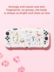 1pc Cute Bow Tie Bear & Floral Print Switch/Switch 2 Protective Case, Glitter Transparent Shell Compatible With New Switch 2 (2025)/Switch NS/Switch OLED/Lite, Switch Accessories, Full Set Including Carrying Pouch, Card Slot Base, Best Gift For Switch Players - Multicolor - View 6