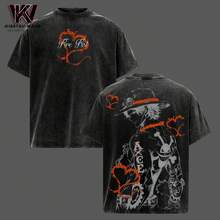 D. Ace Shirts - One Piece Anime Graphic Tee Oversized Acid Washed Soft Cotton Men T-Shirt Anime Streetwear Casual Clothes Men Gift For Anime Fans One Piece Merch - 黑色 - 查看 1