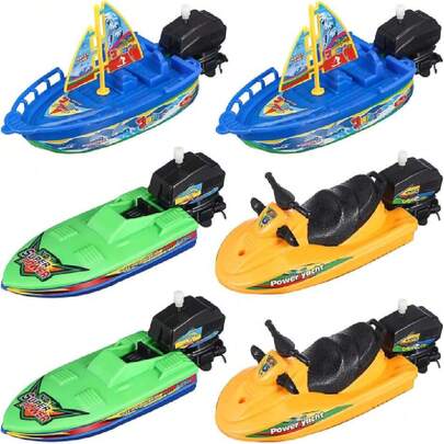 TOYANDONA 6 Piezas De Juguete De Agua De Lancha Rápida De Cuerda Divertido Juguete De Bañera De Lancha Rápida De Agua De Vela De Plástico De Suministros para Fiestas Piscina,40992029