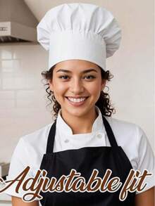 1pc Plain Pleated Chef Hat, For Hotel Kitchen, Bakery, Back-Of-House - A - View 3