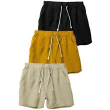 Set Of 3 Premium Linen Shorts For Men - Luxury Beachwear - 芥末黃 - 查看 1