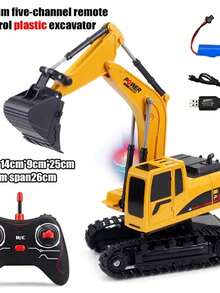 1:24 Excavadora con Control remoto para niños, 5channel vehículo de ingeniería de 2,4G, juguetes de coche, camión volquete, regalos de cumpleaños y Navidad - Multicolor - Ver 1