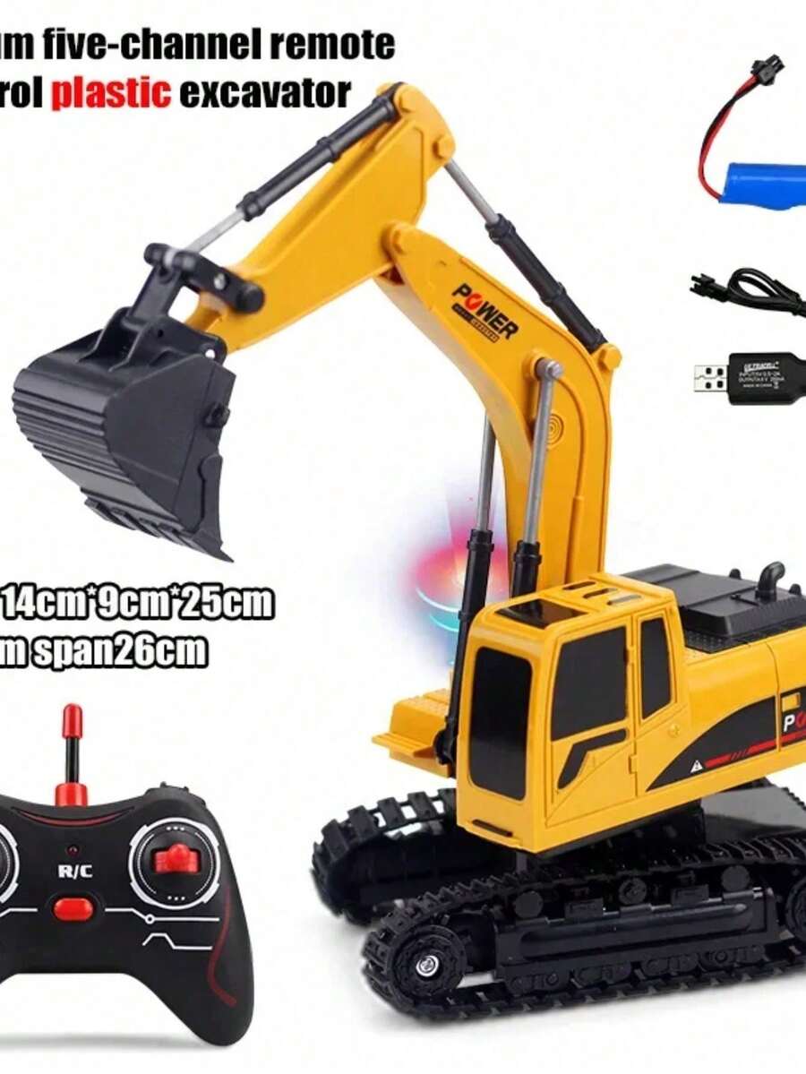 1:24 Excavadora con Control remoto para niños, 5channel vehículo de ingeniería de 2,4G, juguetes de coche, camión volquete, regalos de cumpleaños y Navidad - Multicolor - Ver 1