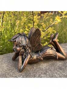 Garden Lying Fairy Statue - Antique Brass Courtyard Decoration, Suitable For Garden, Balcony And Flower Pot Decoration - Brass Fairy - View 6