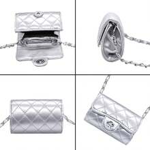YAMEIZE Mini PU Leather Chain Belt Bag For Women Quilted Waist Purse Crossbody Fanny Pack Detachable Belt Chain - Silver - View 2
