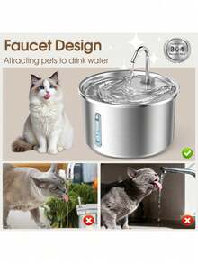 3升/101.45液盎司/0.793加仑不锈钢自动猫咪饮水器 | 静音USB供电宠物喂食器，带水位指示器和蓝色LED灯，金属结构，时尚金属外观，无需电池 - 彩色 - 查看 7