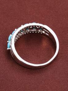 1pc Minimalist Geometric Design Cubic Zirconia Inlaid Fashion Ring For Women - Multicolor - View 7