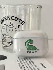 Dinosaur Painted Transparent Earphone Case, Shockproof Soft Shell Protective Cover Compatible With Apple 1/2/3/4, Pro 2nd Gen, 3/4/5 Wireless Bluetooth Earphones - Multicolor - View 5