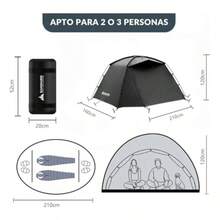 toldos y carpasIA MP2 Carpa para 2 A 3 Personmpermeable Negrocasa de campaña - como en la foto - Ver 2