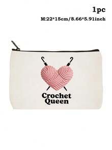 Crochet Is My Therapy' Printed Storage Bag, Knitting Lovers Zipper Pouch, Casual Yarn & Supplies Storage Bag, Ideal For Cosmetics & Toiletries - Multicolor - View 22
