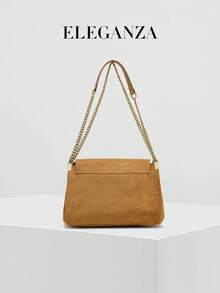 1 pieza Bolso de hombro minimalista de camel, bolso hobo vintage de ante sintético bordado de gran capacidad, adecuado para viajes, uso casual, ir al trabajo, compras, fiestas, negocios, diario, escuela, combinando con camisas, jeans, vestidos, camisetas, abrigos, trajes, chaquetas acolchadas, chaquetas coordinadas de ante sintético - Camel - Ver 4