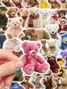 50张毛绒熊贴纸，适用于装饰厕所、浴室、行李箱、滑板、手机、平板电脑 - 50pcs - 查看 5