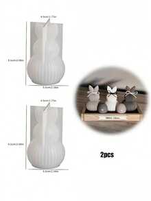 1个条纹兔子造型模具，适用于家居复活节装饰、树脂浇铸、石膏、蜡烛、复活节工艺品、复活节装饰品 - 白色 - 查看 4