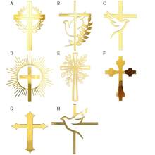 3pcs/1pc Gold Acrylic Baptism Cross Cake Topper, Suitable For Birthday Party, Communion, Wedding, Baby Shower And Other Occasions - Gold - View 8